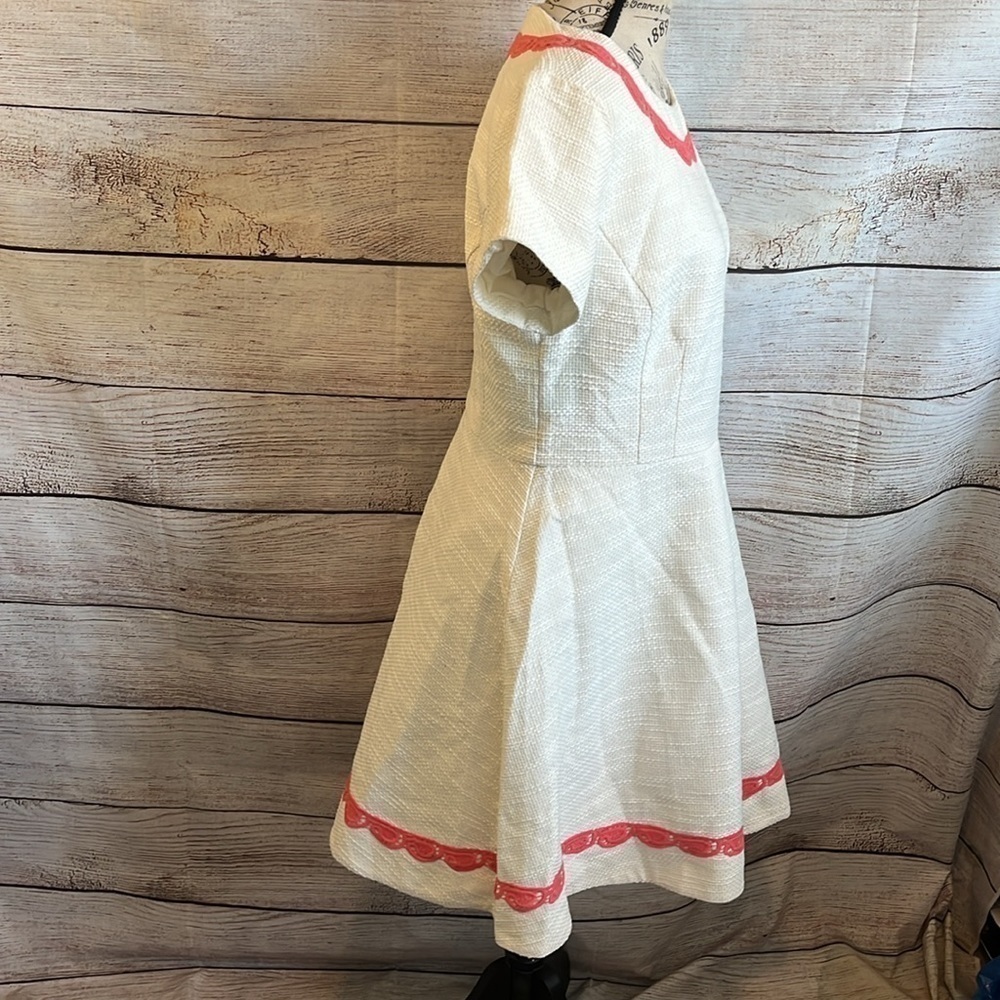 Sail to Sable Dress Tweed Scalloped Coral Trim Twee Short Sleeves Size 8 - Picture 4 of 7